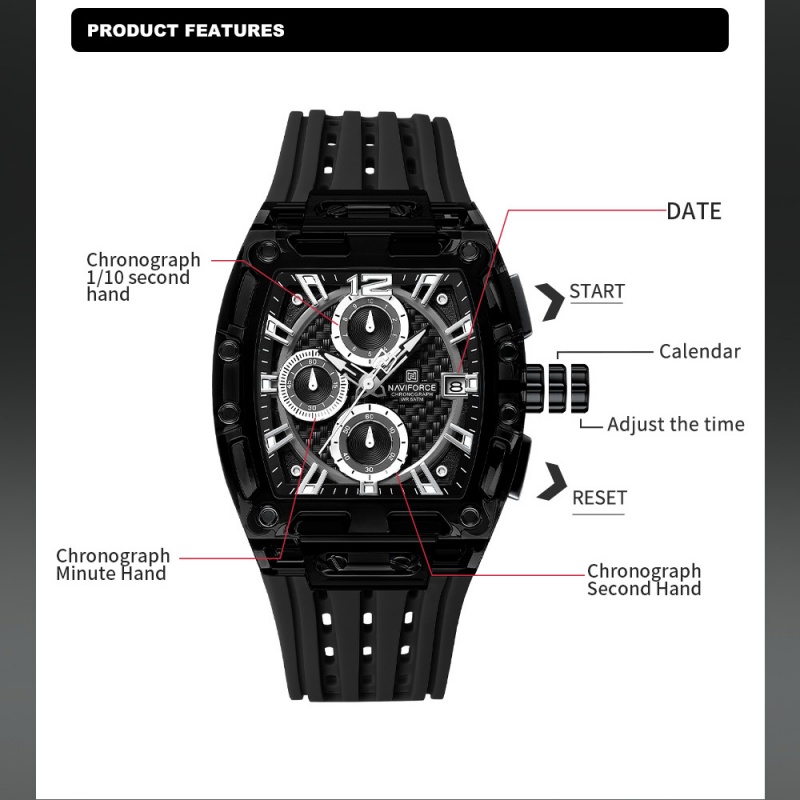 NAVIFORCE Man's Watch 5ATM Wat - Resistance Band ulasan dan harga