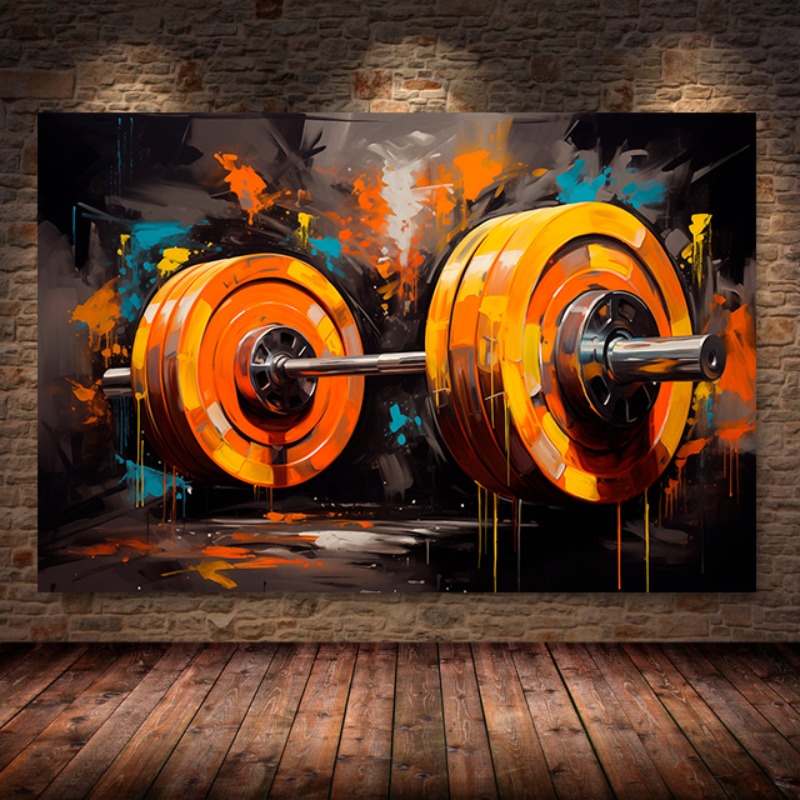Graffiti Barbell Canvas Painti - Sports Equipment Poster ulasan dan harga